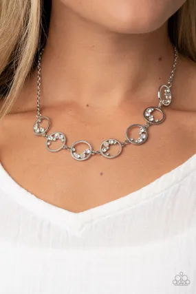 Paparazzi Blissfully Bubbly - White Iridescent Dainty Necklace