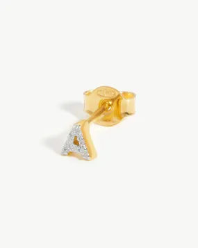 Pave Initial Single Stud Earring - Initial A | 18ct Gold Plated Vermeil/Cubic Zirconia