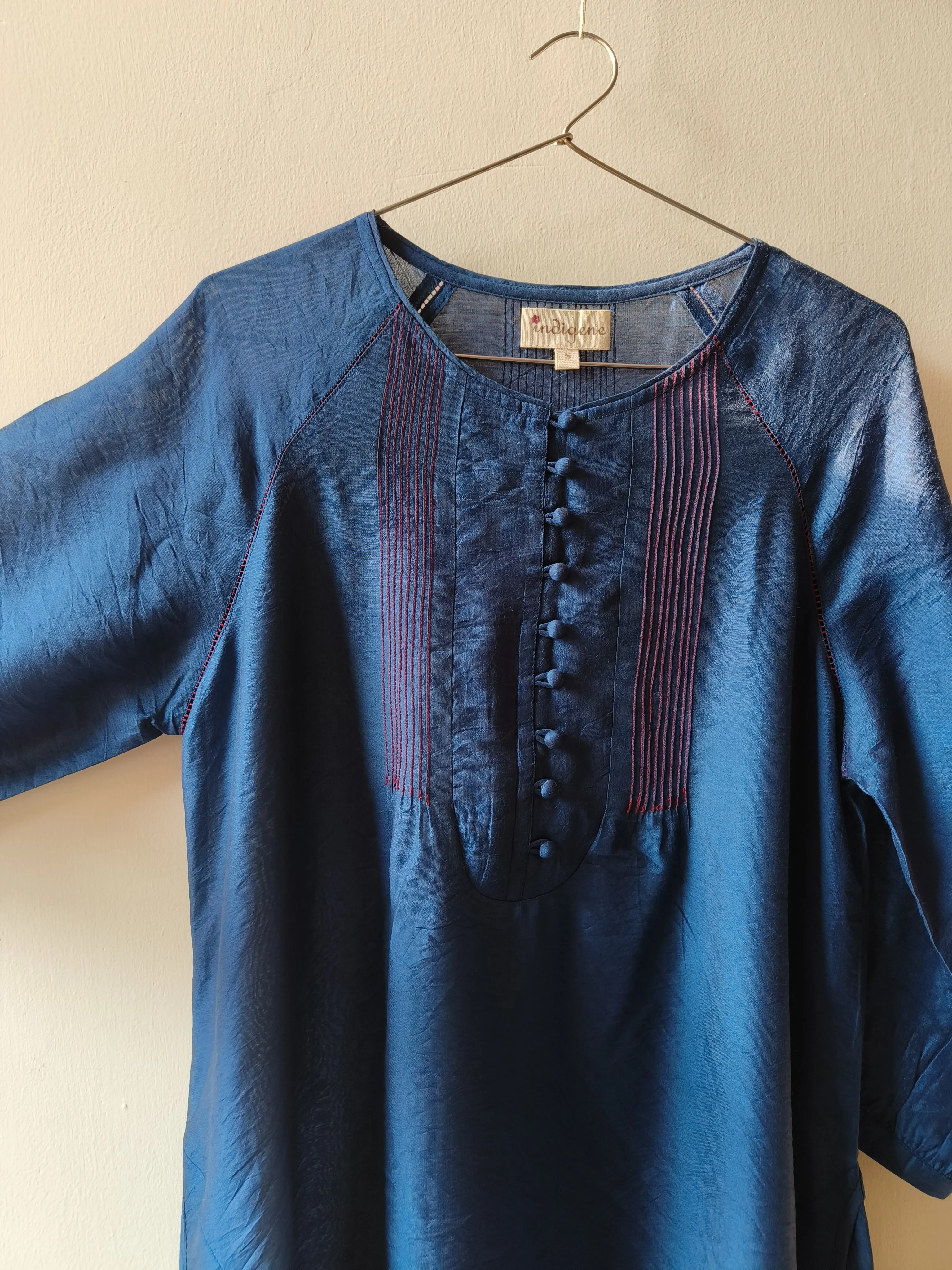 Pintuck Chanderi Kurta