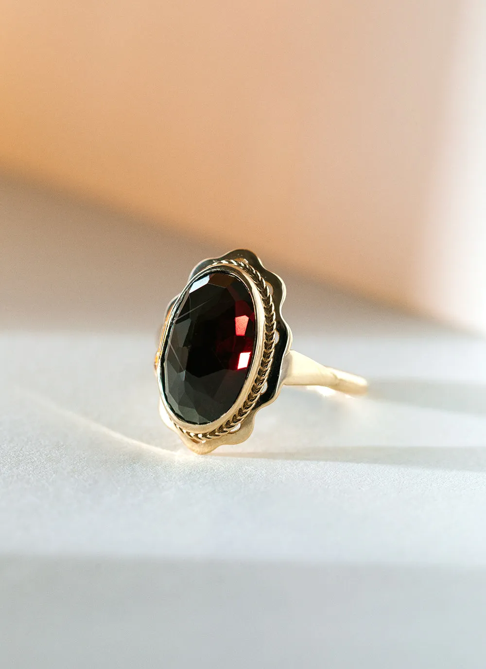 Poppy garnet ring 14k gold