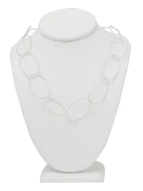 Silver Shimmer Oval Chain Necklace