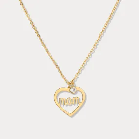 Single Diamond Love Mom Necklace