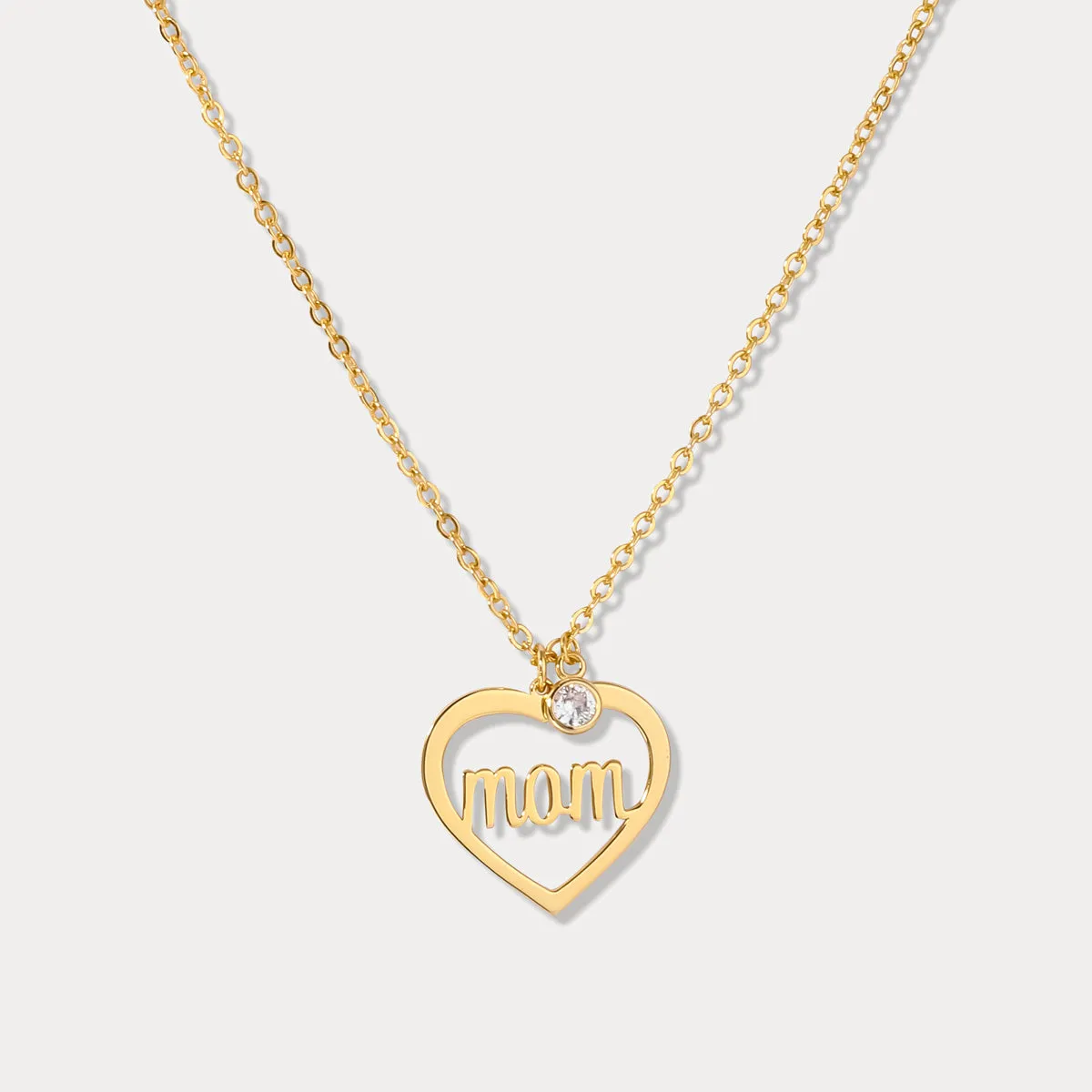 Single Diamond Love Mom Necklace