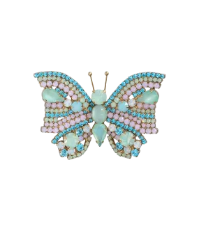 Small Butterfly in Aqua / Chrysolite / Rose Opal