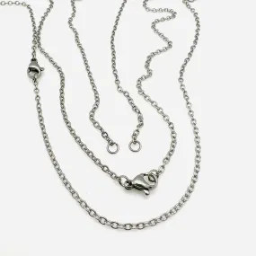 Small Cable Connector Necklace - Stainless - 18