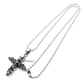 Stainless Steel Skull Cross with C.Z Pendant