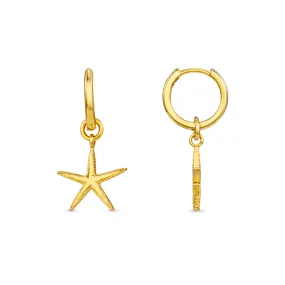 Starfish Huggie Hoop Earrings - Gold