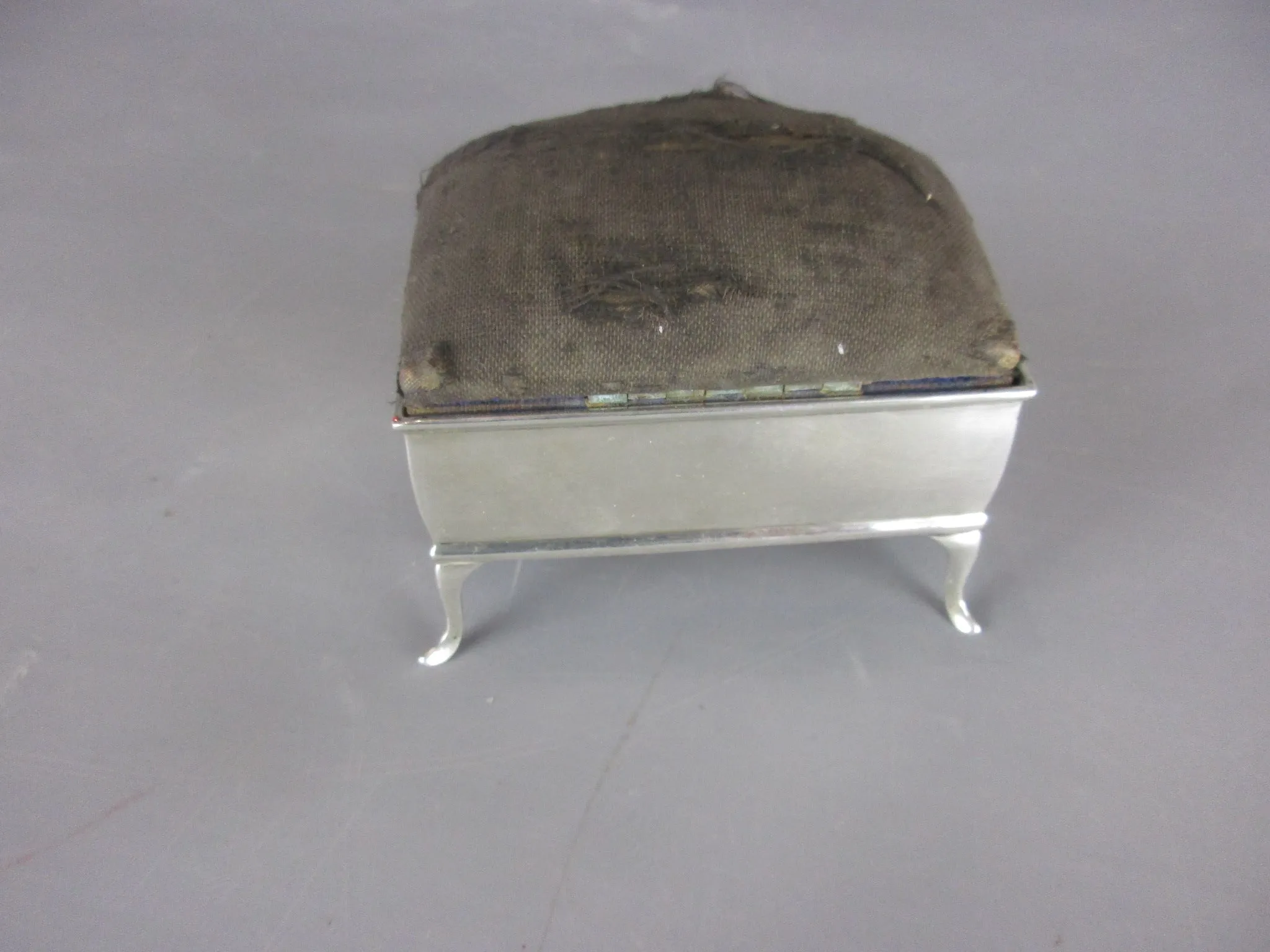 Sterling Silver Pin Cushion Box Antique Birmingham 1918