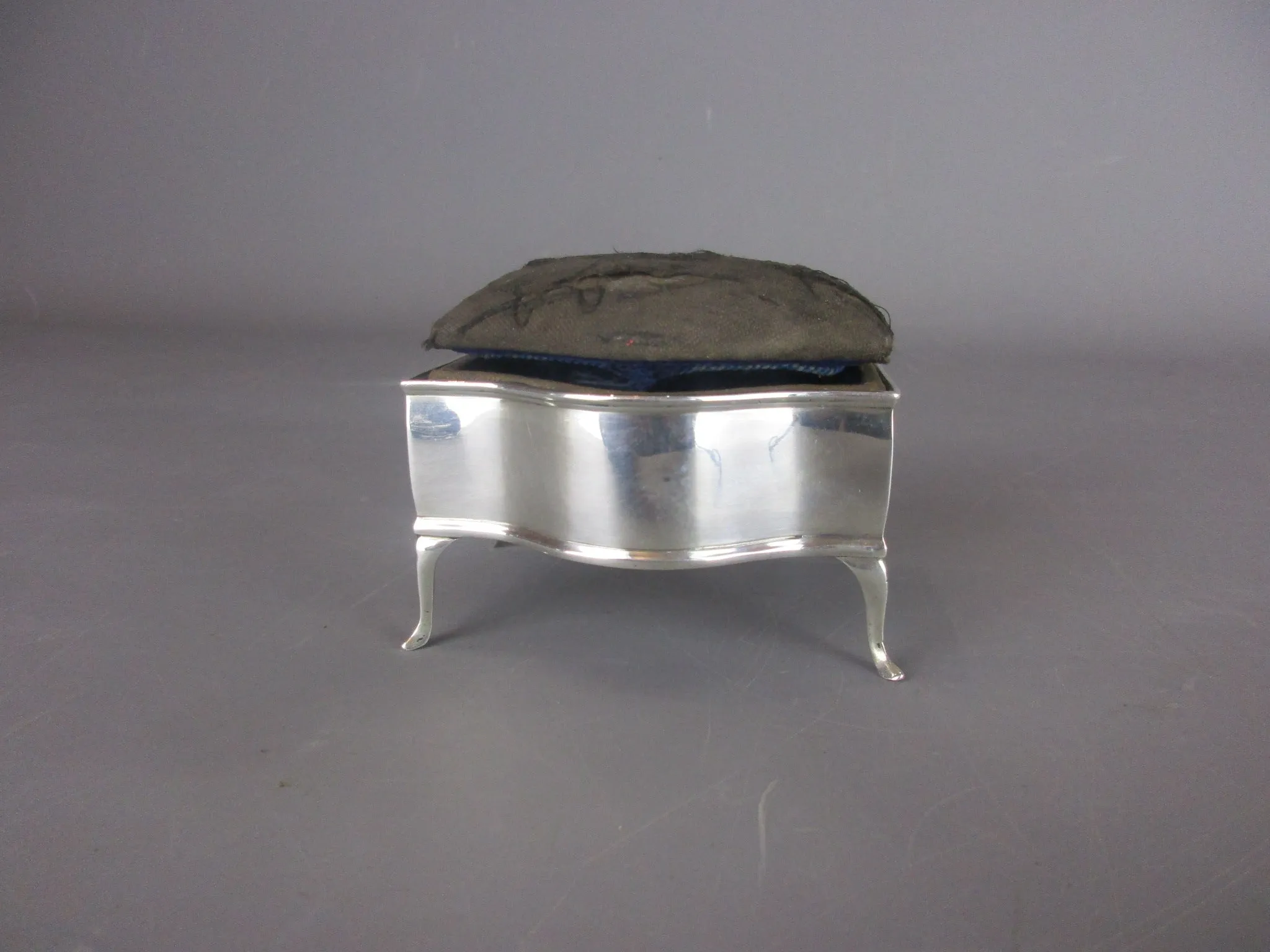 Sterling Silver Pin Cushion Box Antique Birmingham 1918