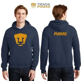 Sudadera Hombre Hoodie Pumas UNAM Logo Dorado Glitter