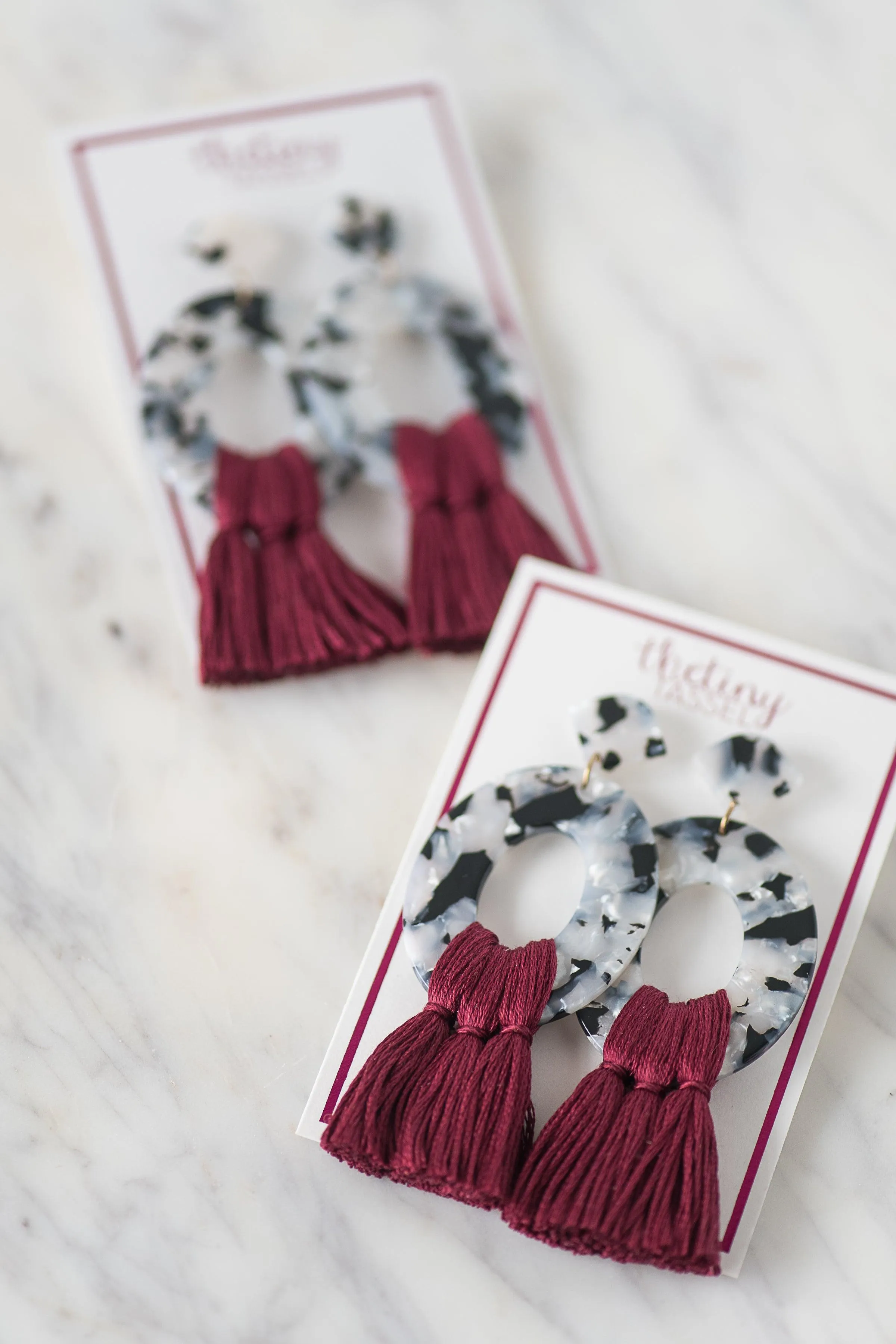 The Carver Tassel Earring in Garnet