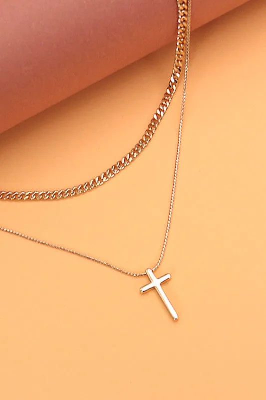 The Clea Layered Cross Necklace