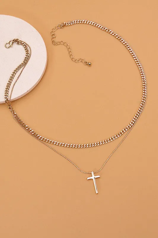 The Clea Layered Cross Necklace