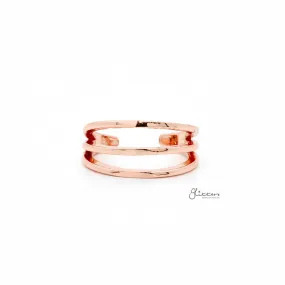 Three Lines Plain Band Toe Ring - Rose Gold