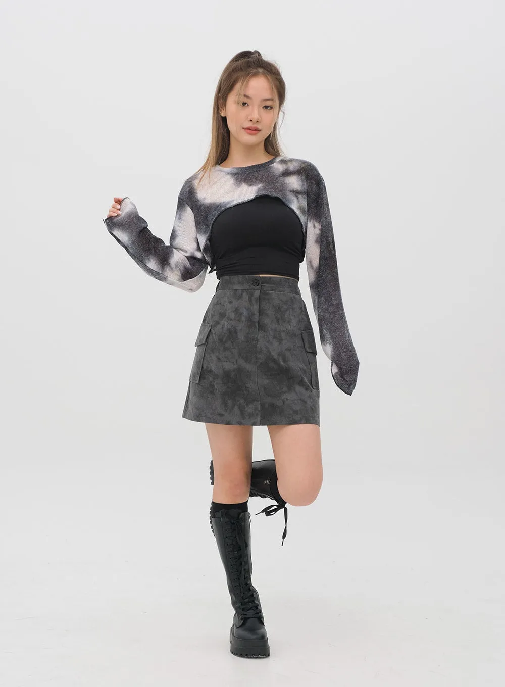 Tie Dye Cargo Mini Skirt CM11