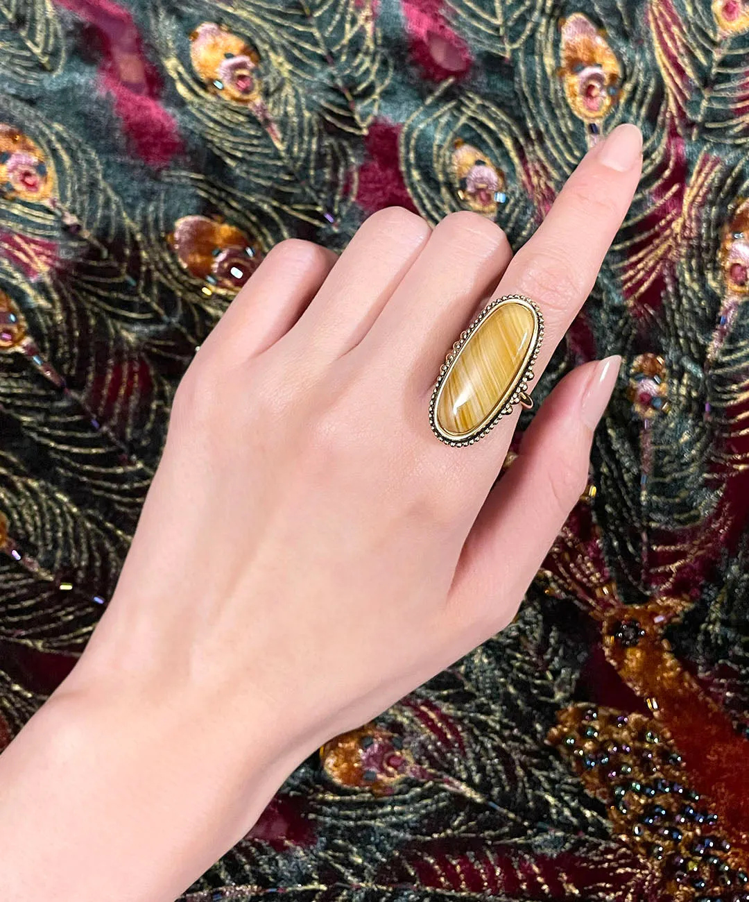 【USA輸入】ヴィンテージ AVON マーブル カボション リング/Vintage AVON Marble Cabochon Ring