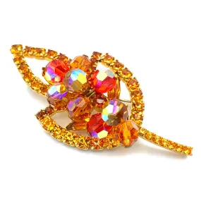 【USA輸入】ヴィンテージ JULIANA リーフ ラインストーン ブローチ/Vintage JULIANA Leaf Rhinestones Brooch