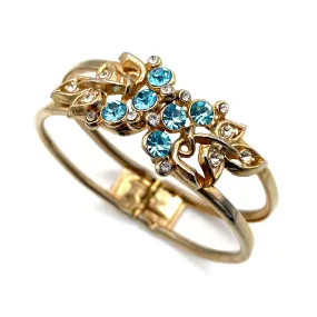 【USA輸入】ヴィンテージ アクアブルー リーフ バングル/Vintage Aqua Blue Leaf Bangle