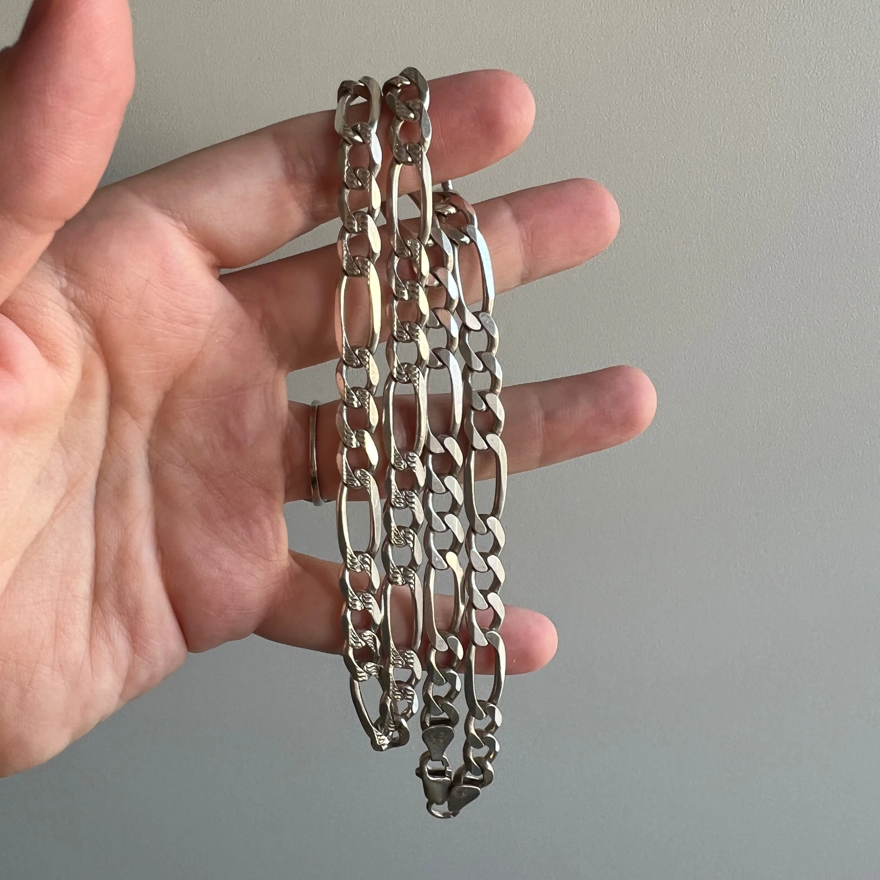 V I N T A G E // double sided figaro / Italy sterling silver figaro chain / 19.75 28g