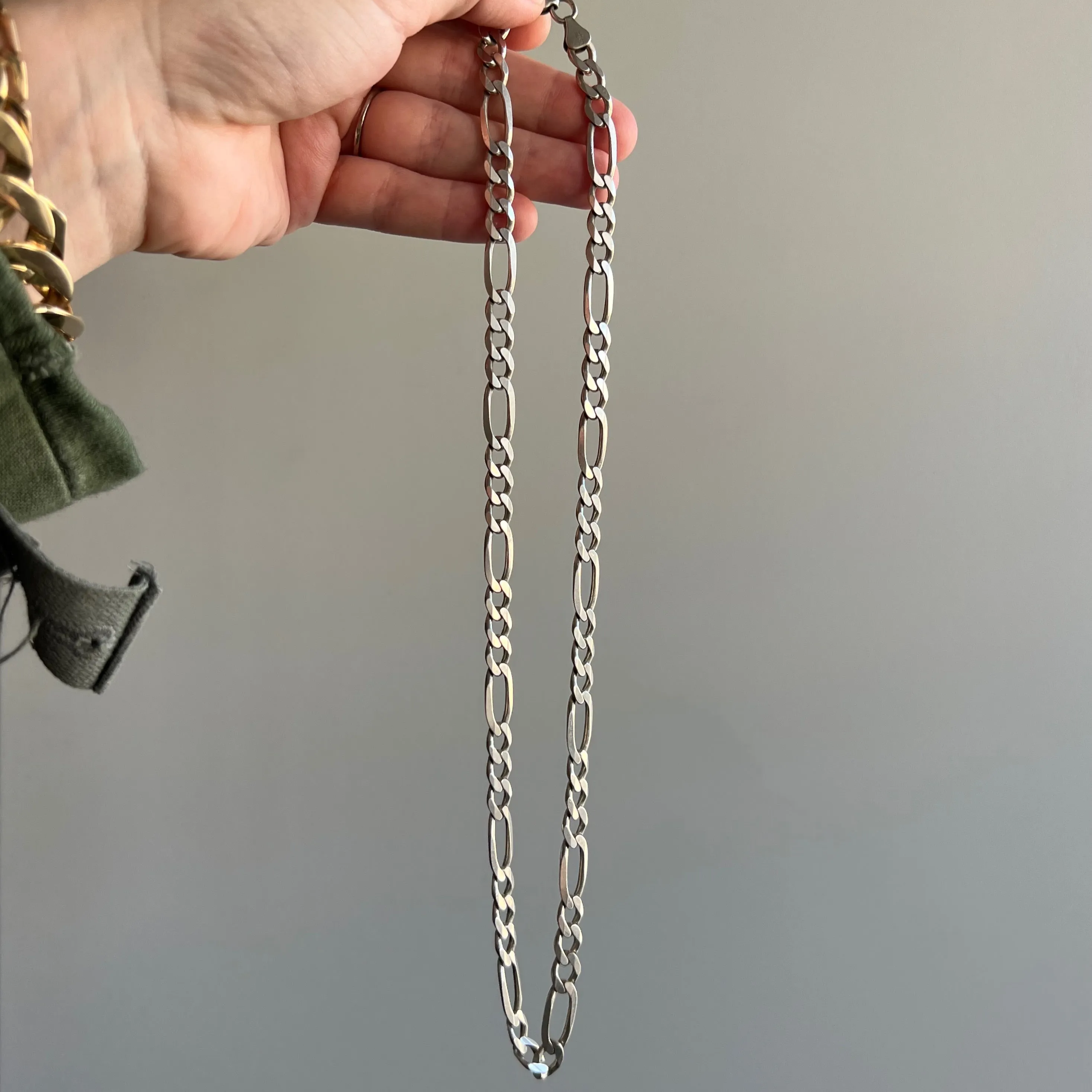 V I N T A G E // double sided figaro / Italy sterling silver figaro chain / 19.75 28g