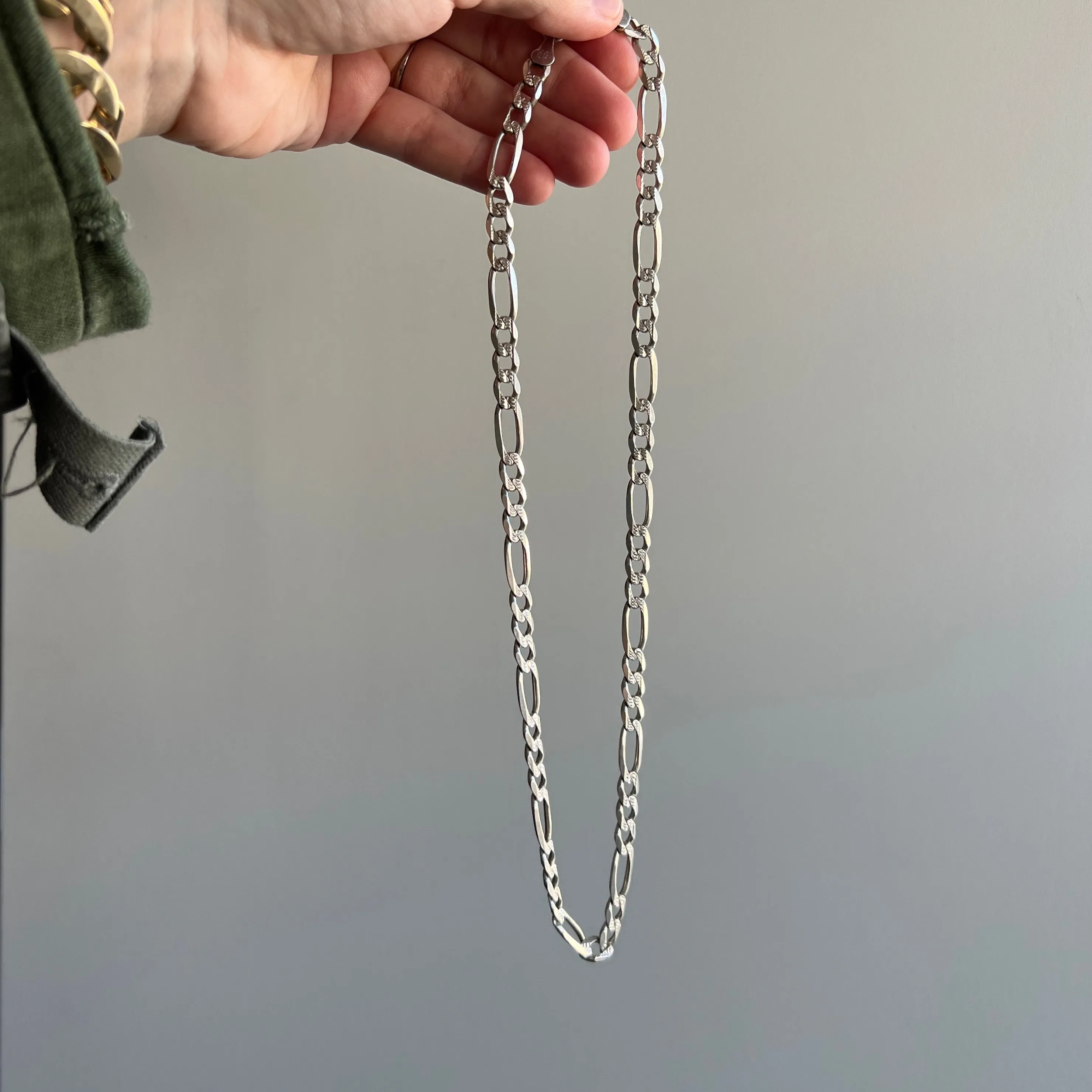 V I N T A G E // double sided figaro / Italy sterling silver figaro chain / 19.75 28g