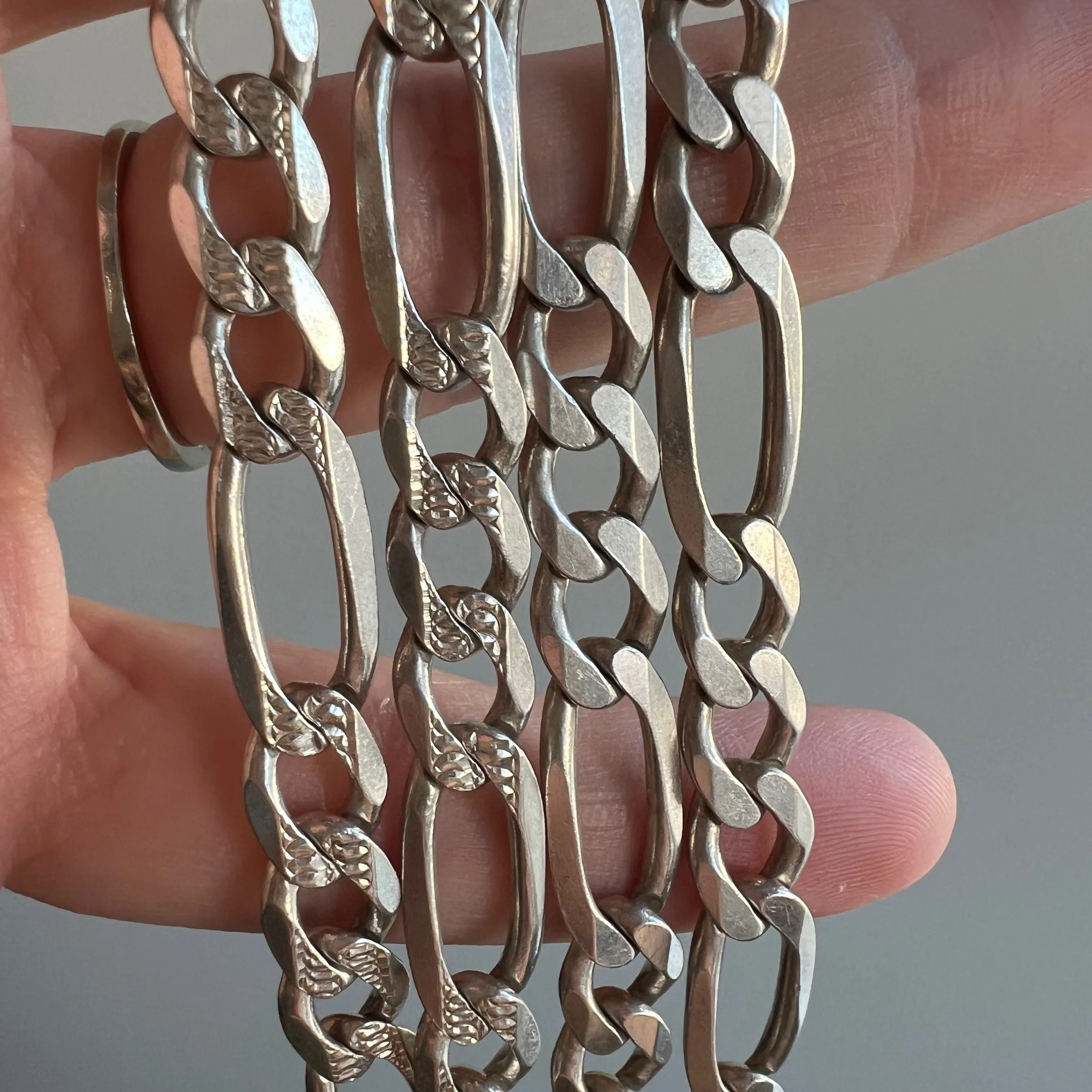 V I N T A G E // double sided figaro / Italy sterling silver figaro chain / 19.75 28g