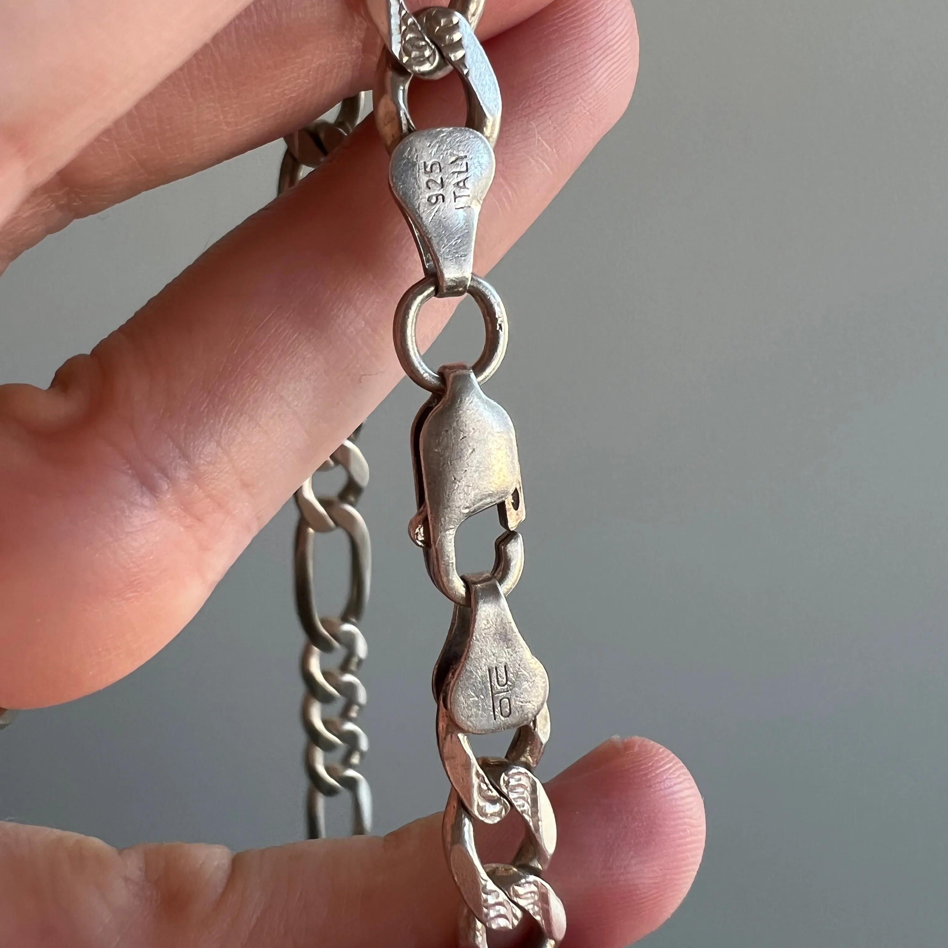 V I N T A G E // double sided figaro / Italy sterling silver figaro chain / 19.75 28g