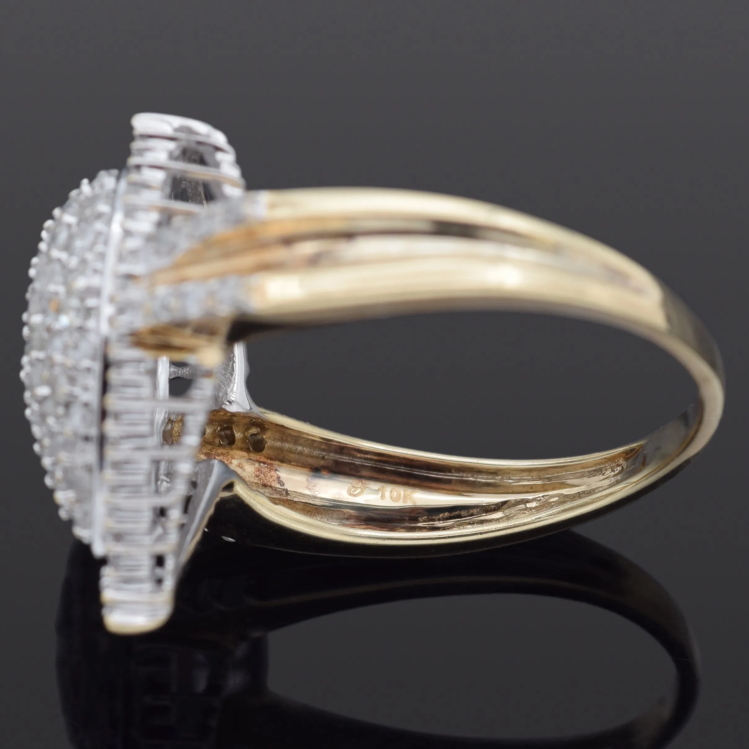 Vintage 10K Yellow Gold 1.96 TCW Diamond Cocktail Ring Size 8