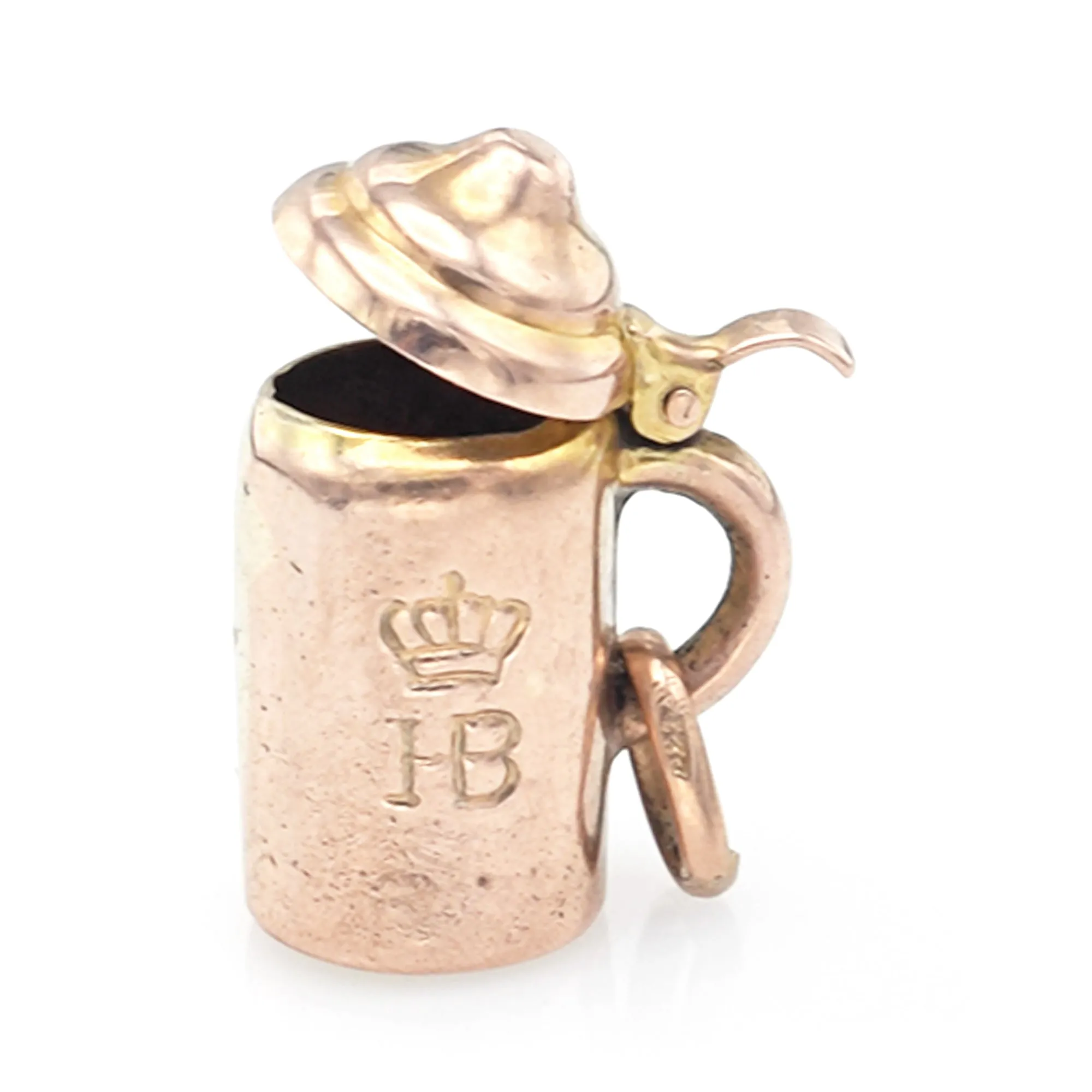 Vintage 10K Yellow Gold HB Hofbräuhaus Beer Stein Charm Pendant