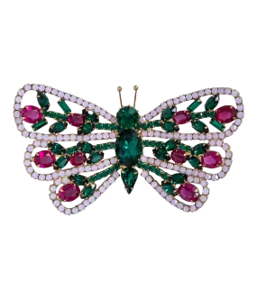 X-Large Butterfly in White Opal / Emerald / Ruby