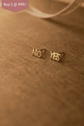 Yes Or No Gold Plated Mini Sterling Silver Stud Earrings