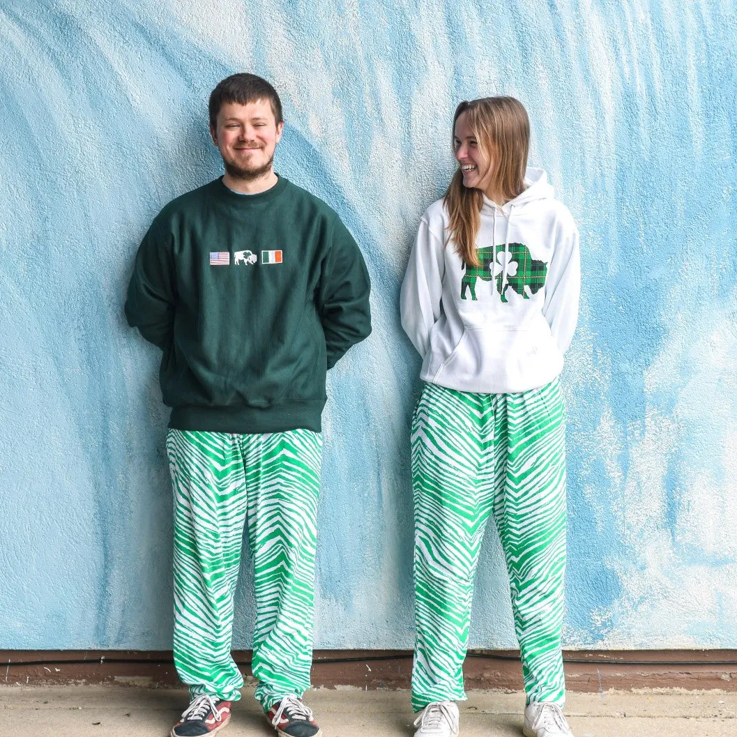 Zubaz White and Green Pants