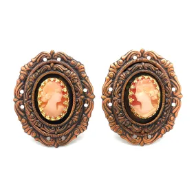 【カナダ輸入】ヴィンテージ カメオ コッパー カメオ イヤリング/Vintage Copper Cameo Clip On Earrings