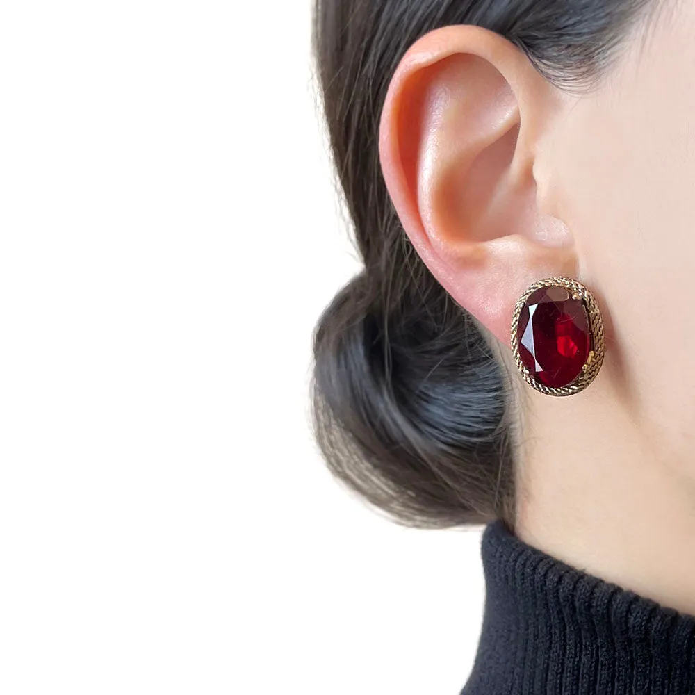 【カナダ輸入】ヴィンテージ レッド ビジュー イヤリング/Vintage Red Bijou Clip On Earrings