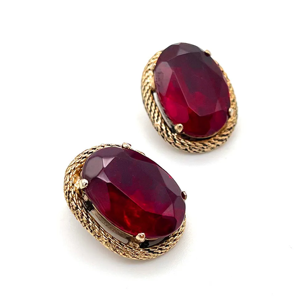 【カナダ輸入】ヴィンテージ レッド ビジュー イヤリング/Vintage Red Bijou Clip On Earrings